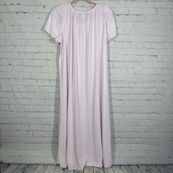 Miss Eileen Nightgown Women Size 1X Pink Mid Length Soft Floral Embroidered - Picture 2 of 13
